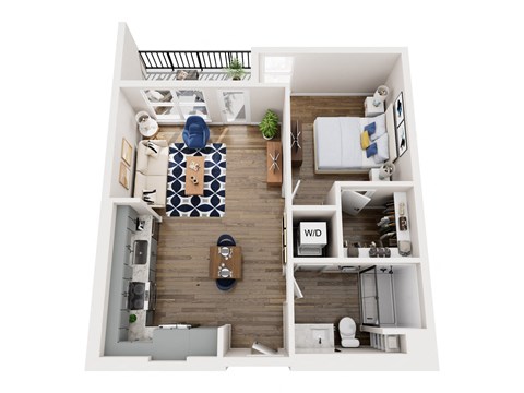 Floor plan for 1 bed, 1 bath, 667 sqft